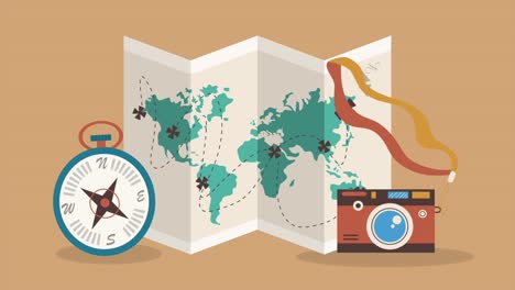paper map travel vacations animation