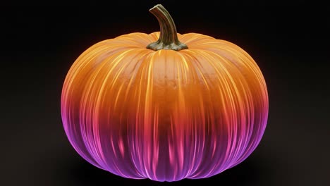 A Stunning Glowing Pumpkin: Bright Orange and Vibrant Purple Hues Create a Captivating Autumn Display, Perfect for Halloween Decorations and Seasonal Ambiance