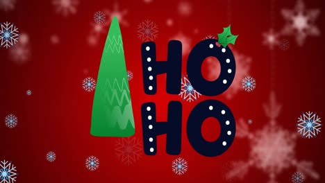 Animation-of-ho-ho-text-over-snow-falling