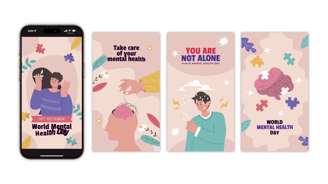 Modelli animati per Instagram per la Giornata della salute mentale