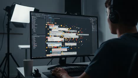 engaging with digital communication: a user interacts with an array of messages on a screen, showcasing the modern communication landscape