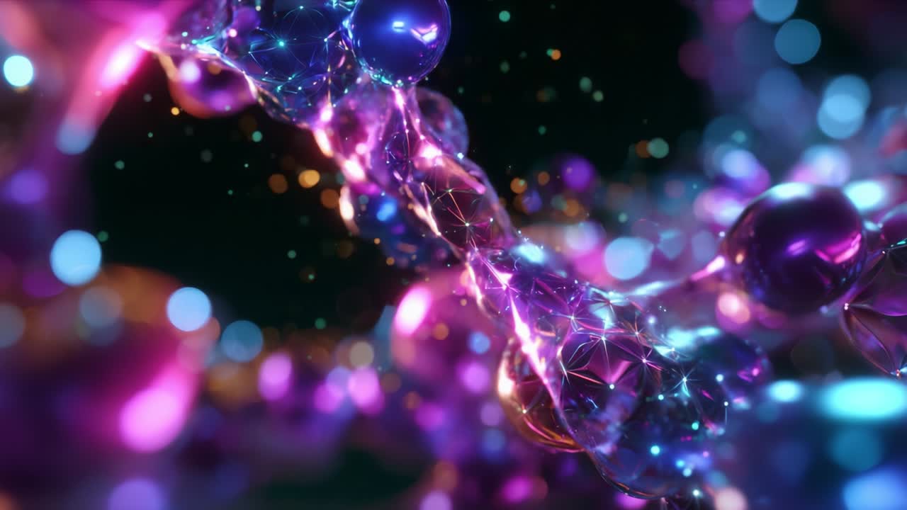 A mesmerizing exploration of colorful strands and luminous orbs, showcasing the beauty of abstract art through vibrant hues and intricate patterns that dance across the visual landscape, creating a captivating spectacle