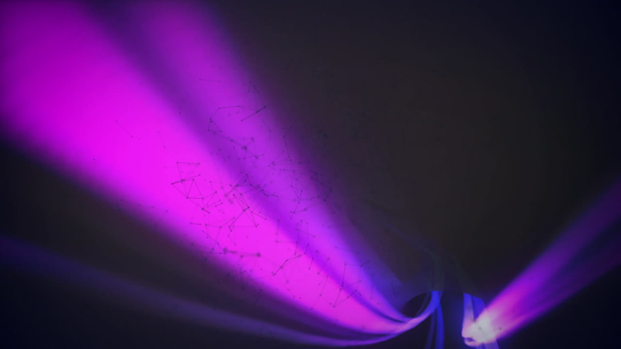 Animazione di connessioni luminose che pulsano e ruotano in un tunnel di luci luminose.