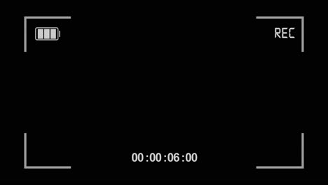 camera viewfinder animation recording a video on black background