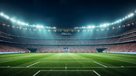 estadio de fútbol nocturno con multitud llena