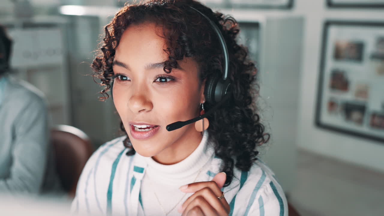 A woman working in a call center