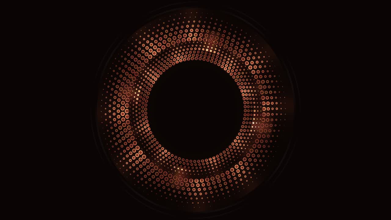 círculos de bronce brillantes futuristas que giran sobre un fondo negro