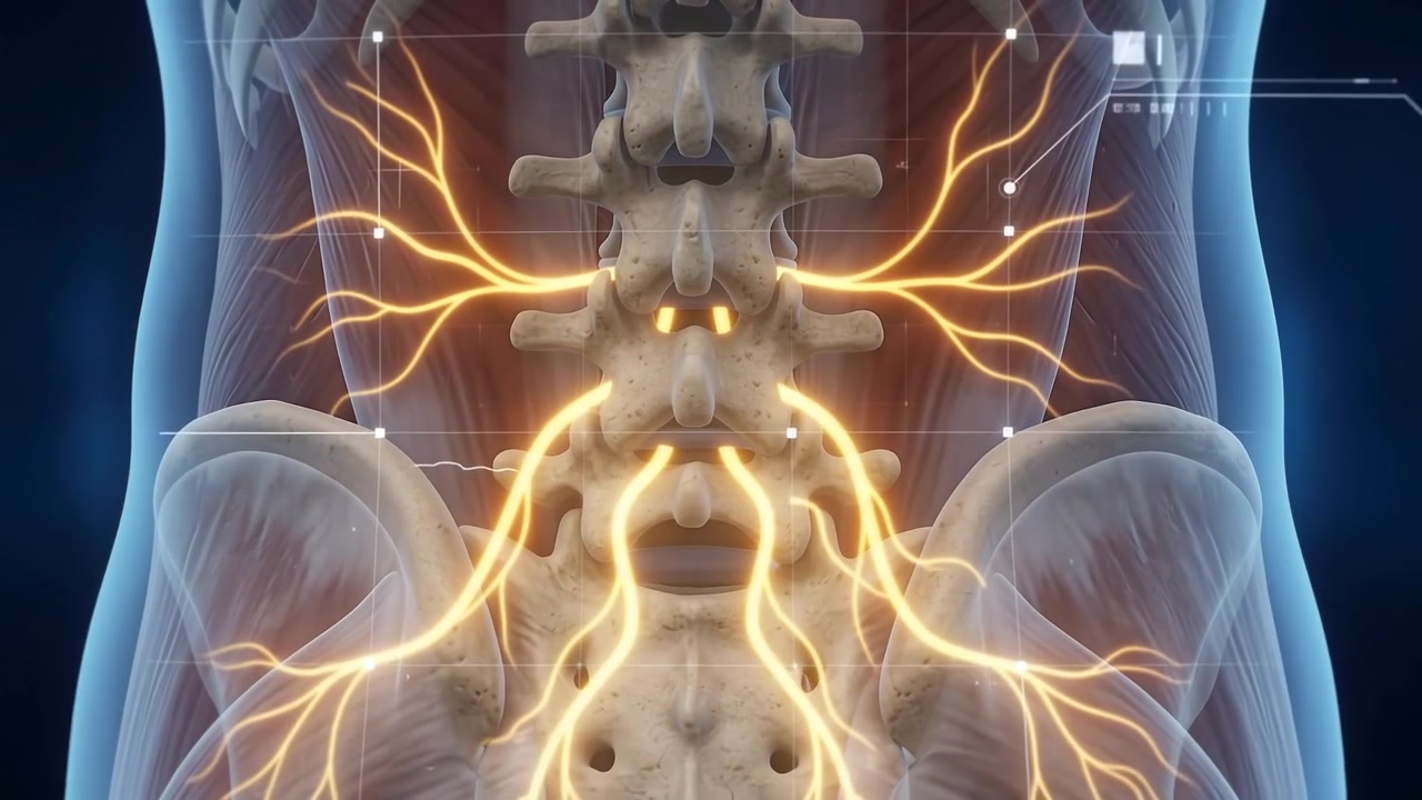 Medical Animation of Lumbar Spine Nerve Pain and Inflammation