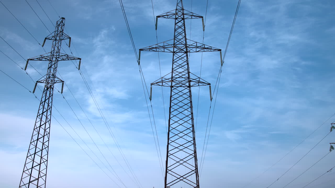 Power Lines Against a Blue Sky