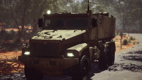 convoy armored vehicle on the road