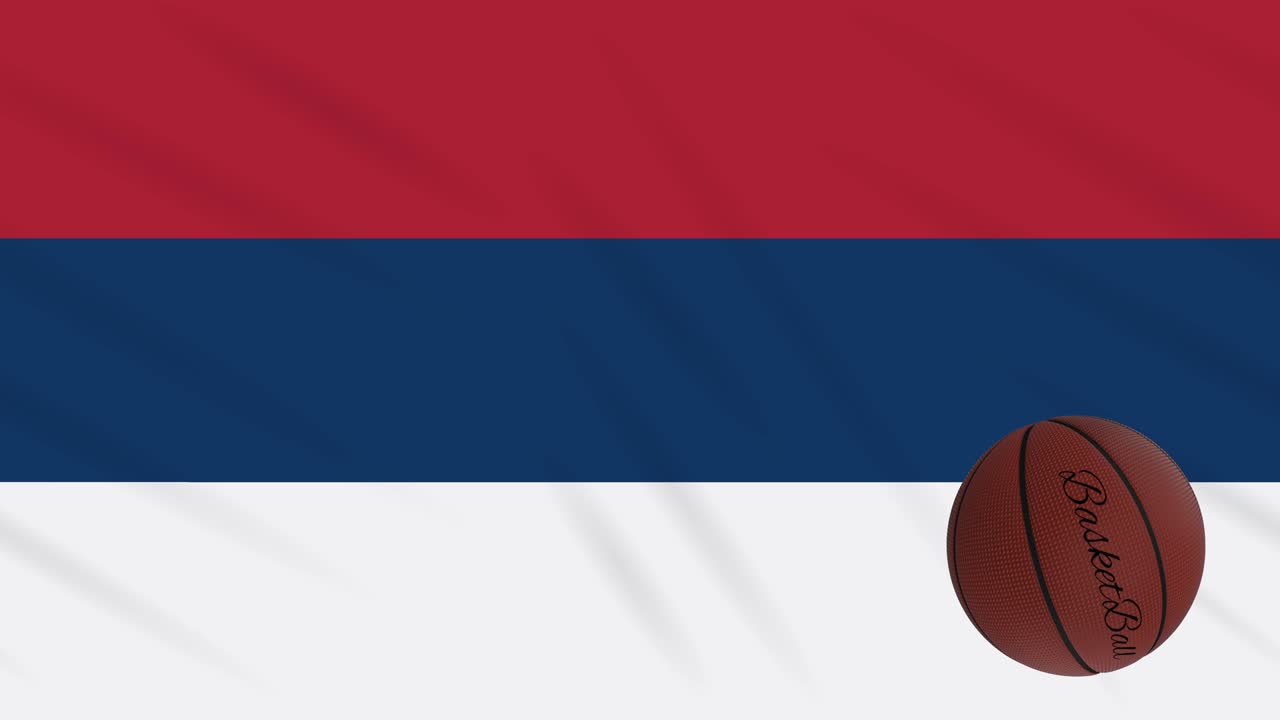 세르비아 발이 흔들리고 농구가 회전합니다.