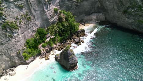 aerial drone video of diamond beach in nusa penida bali during the day