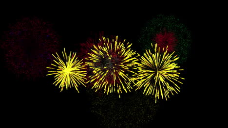 animation of colourful christmas and new year fireworks exploding in night sky