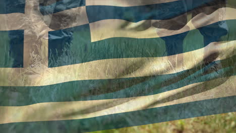 animation of flag of greece over diverse male soldiers