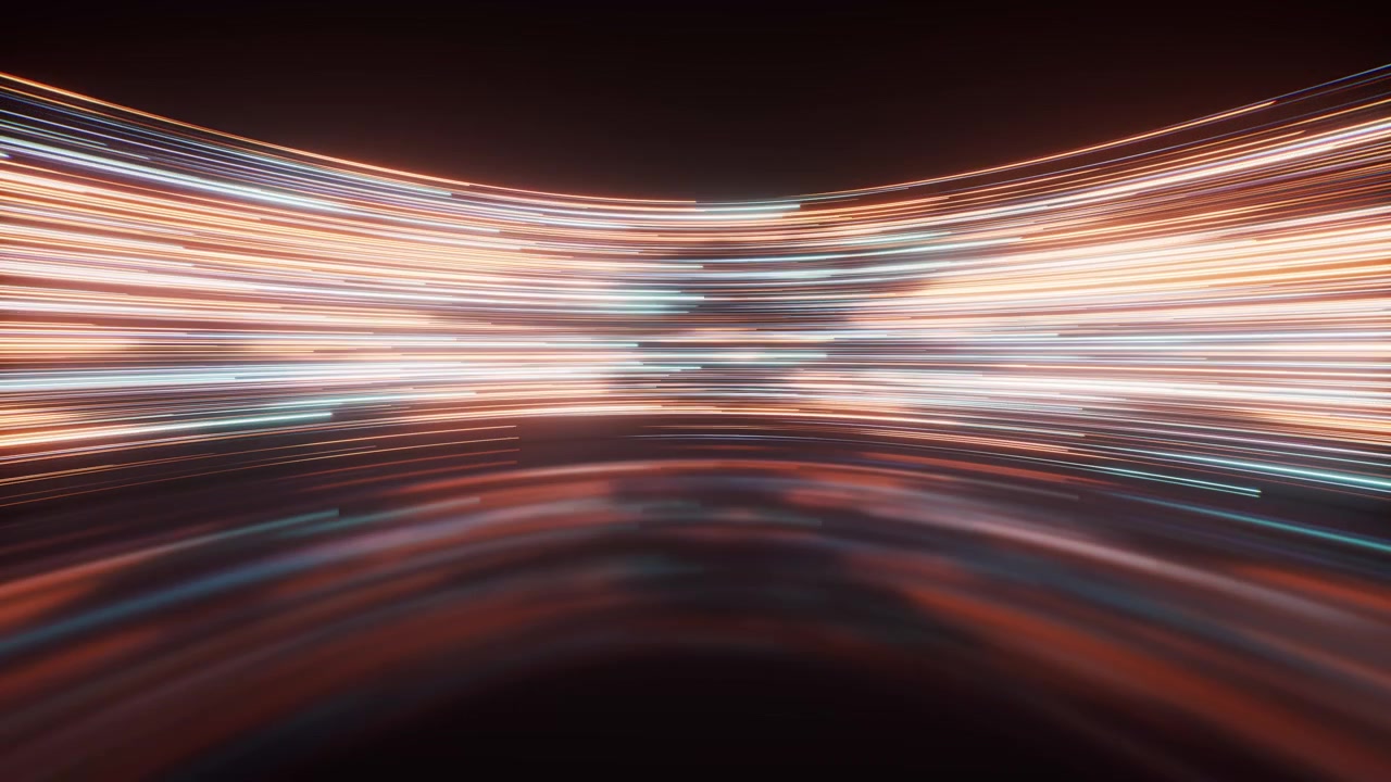 Sfondo con linee curve al neon arrotondate e fluide, rendering 3D