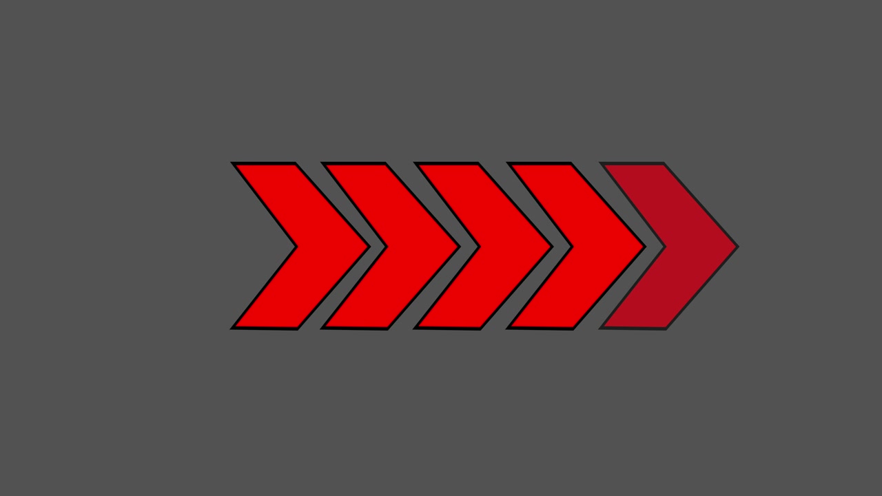 Animated Red Chevron Arrows Moving Right on Grey Background