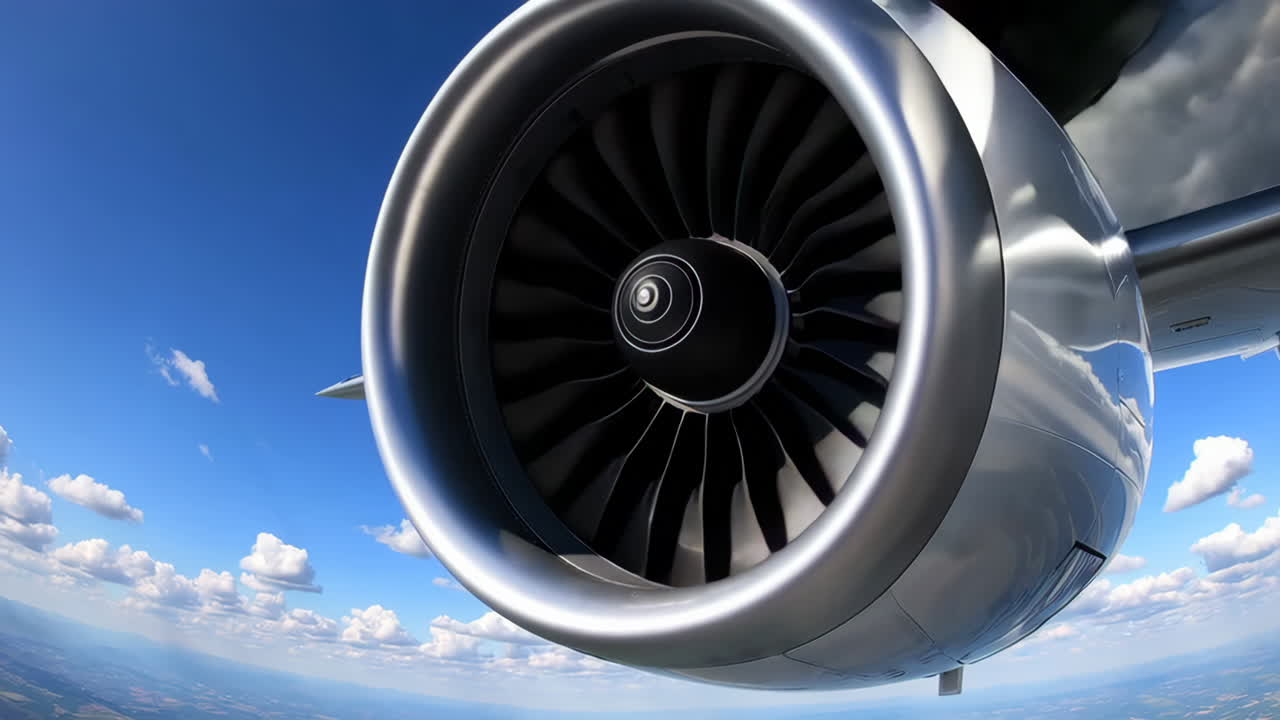 Primer Plano de un Motor de Avión
