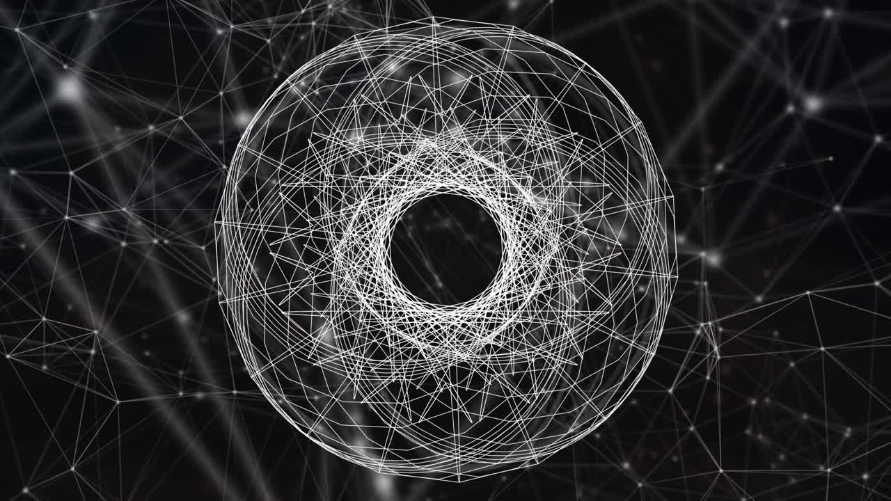 animación de círculos que se mueven sobre una red de conexiones