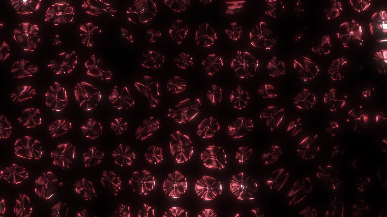 Animation featuring stylized abtract red blood cells. These organic spheres flow through a dark, reflective environment. Perfect for medical documentaries, futuristic science presentations