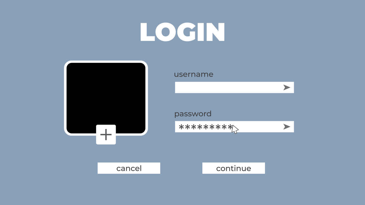 Mouse Cursor Typing Password on Login Screen User Interface
