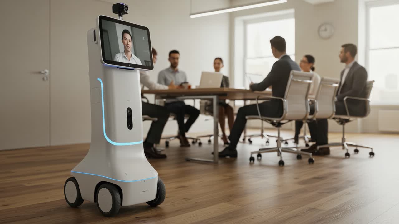 A Collaborative Meeting Enhanced by Technology: An Innovative Robot Facilitating Remote Communication in a Modern Conference Room Setting