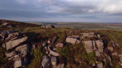 cinematic 4k drone footage. rural landscape at the roaches, staffordshire.