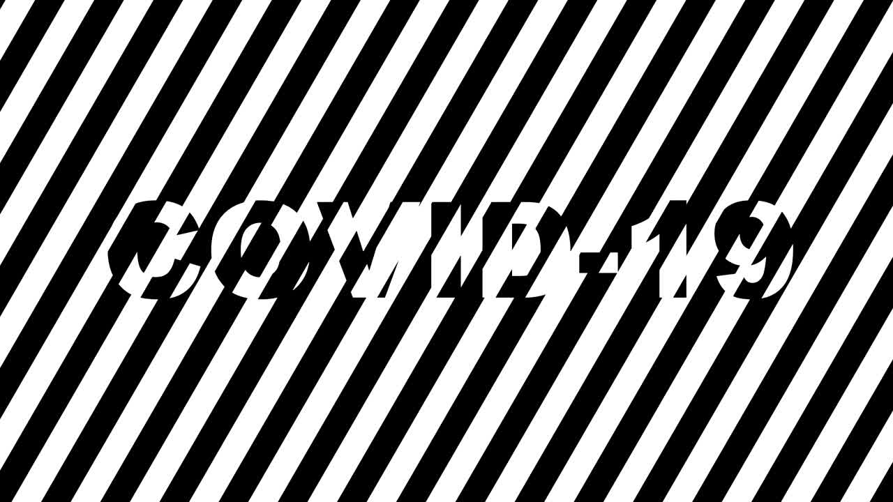 Ghostly Appearance Of The Inscription COVID-19 Among White And Black Stripes. Seamless Looped.
