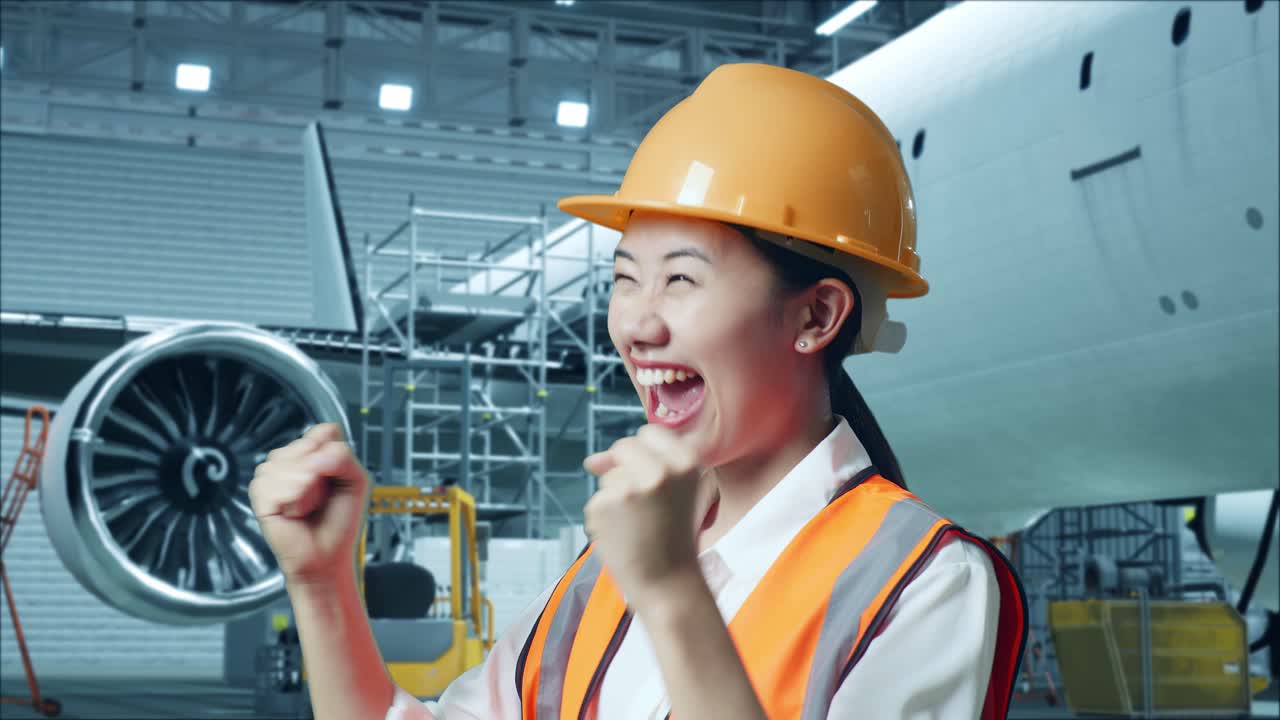 흥분 된 항공기 유지 보수 엔지니어