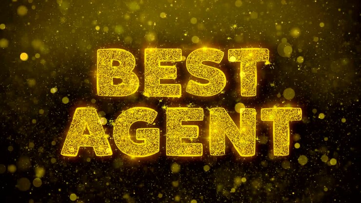 Best Agent Text on Golden Glitter Shine Particles Animation.