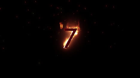 number 7 appearing in fire