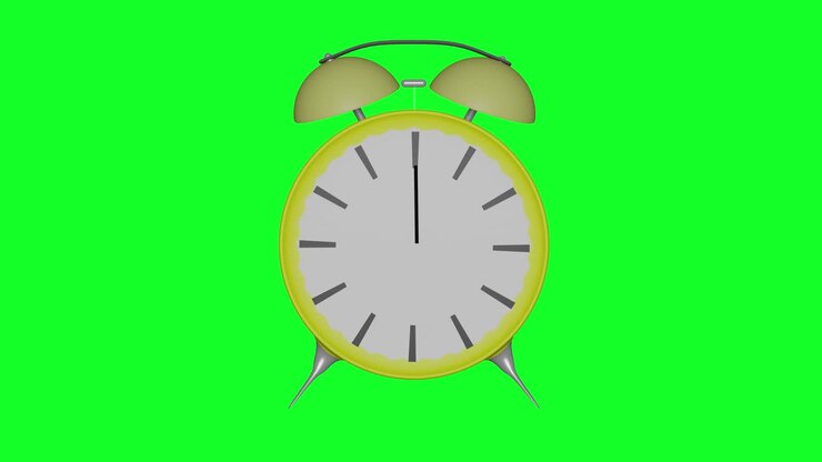 The retro alarm clock rings. Time lapse. Green screen