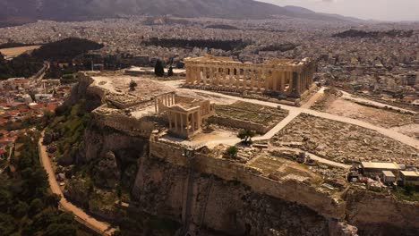 Drohnenaufnahmen-Der-Stadt-Und-Der-Akropolis-Von-Athen