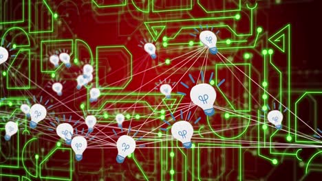 animation of lightbulbs over network of connections