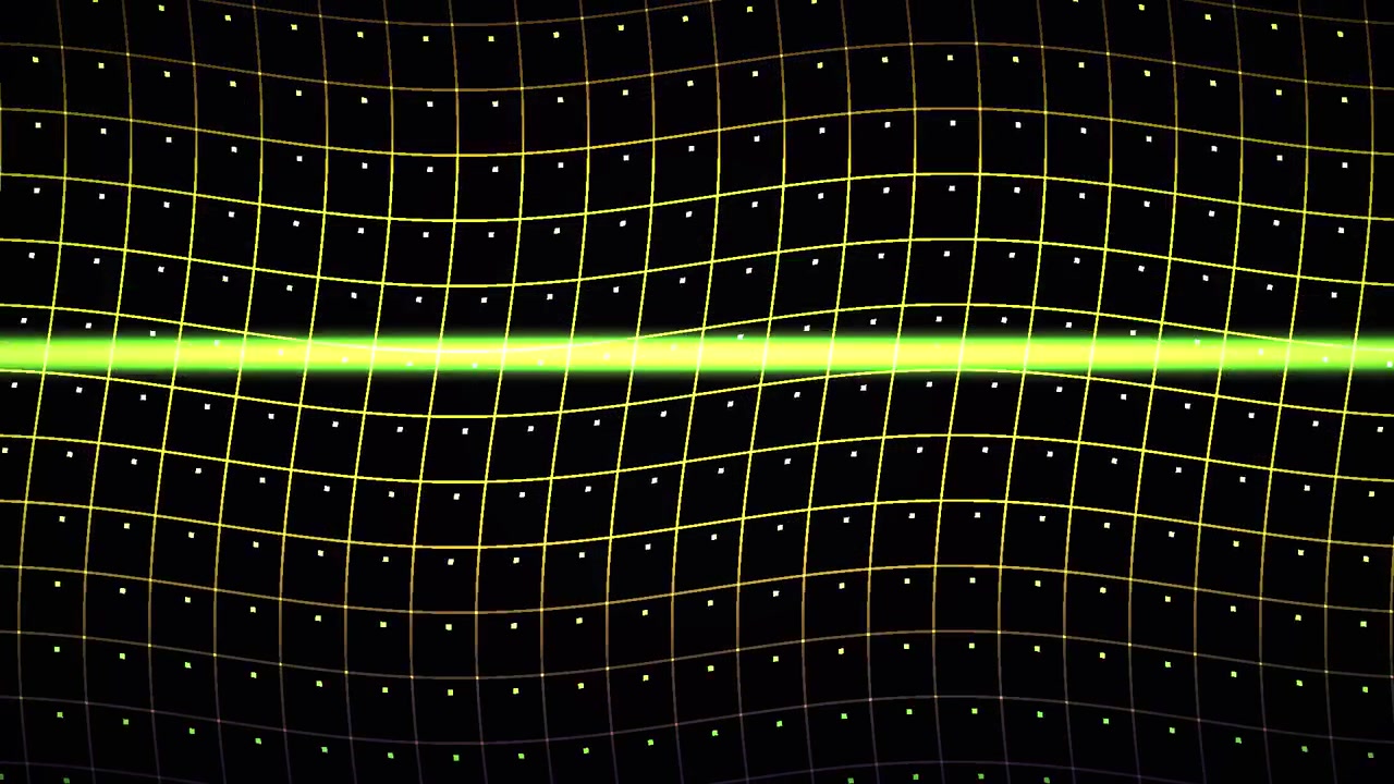 Abstract Digital Grid with Moving Neon Green Light Wave