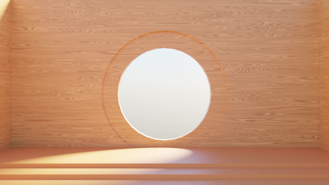 Empty Minimalist Room with Oval Window