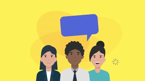 comunidad con animación de redes sociales de burbuja de habla