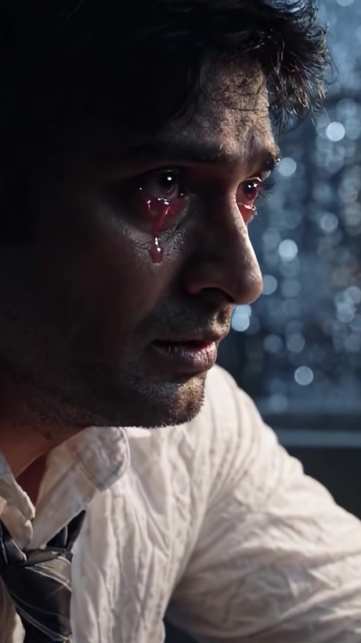 A Profound Moment of Sorrow: Exploring the Depths of Emotion Through Despair and Reflection in Two Frames Capturing Intense Expression