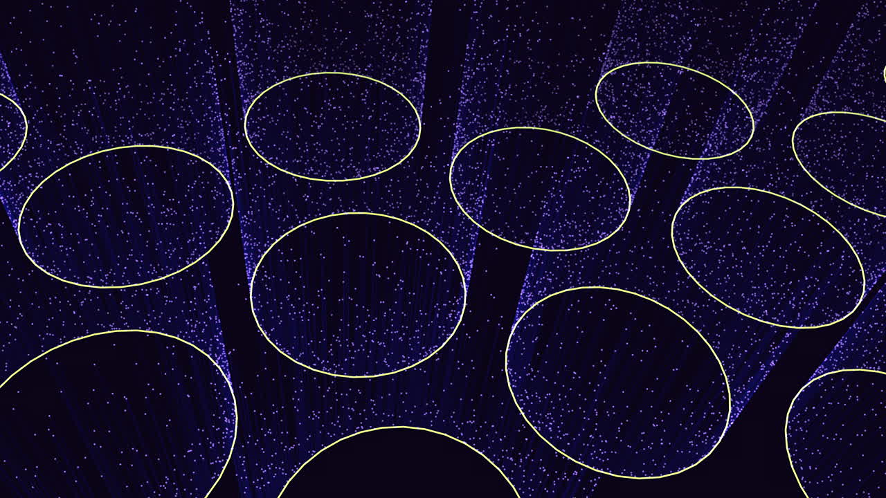 Mesmerizing circles of glowing light on black background
