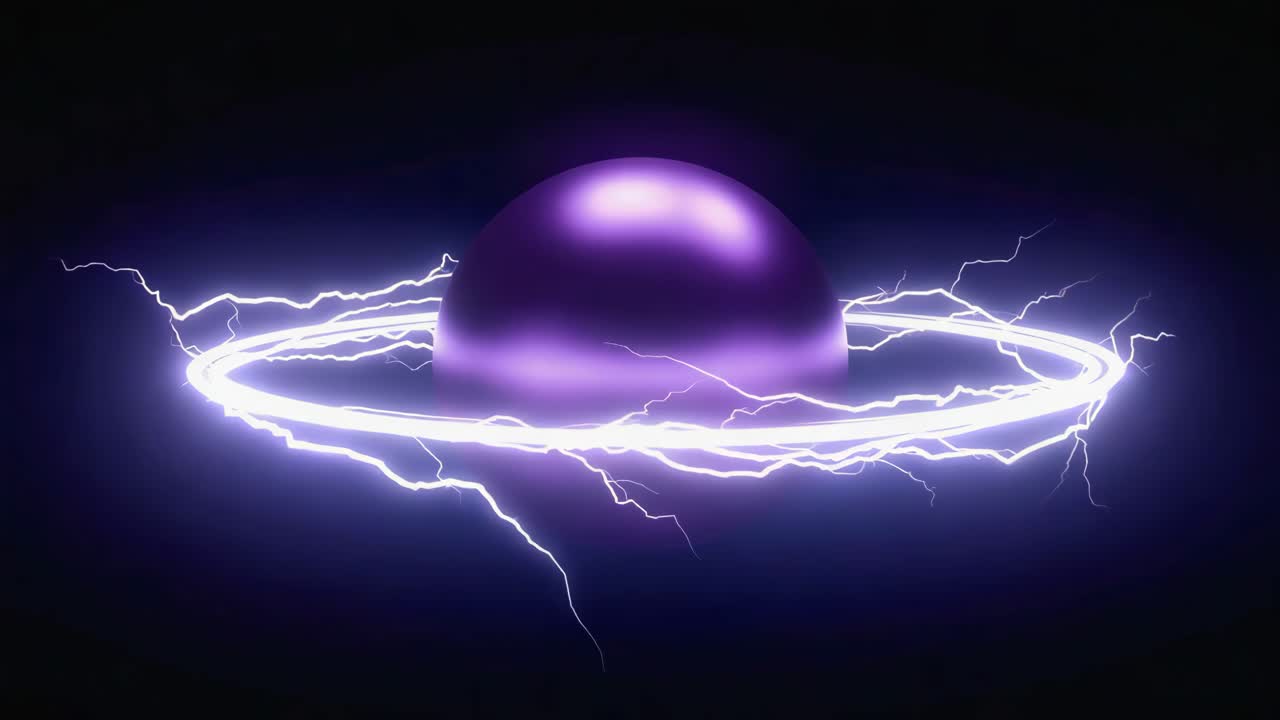 Glowing Purple Sphere with Electric Ring