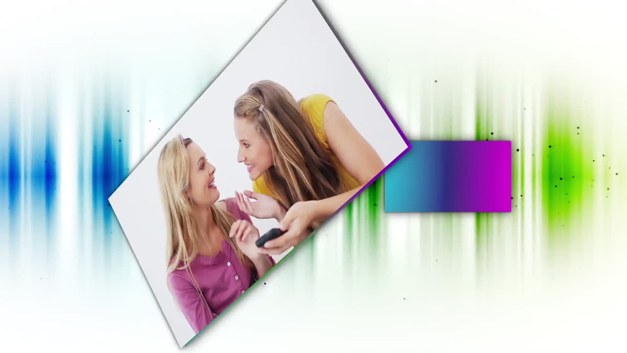 montaje de pantallas coloridas que muestran a personas con nuevas tecnologías