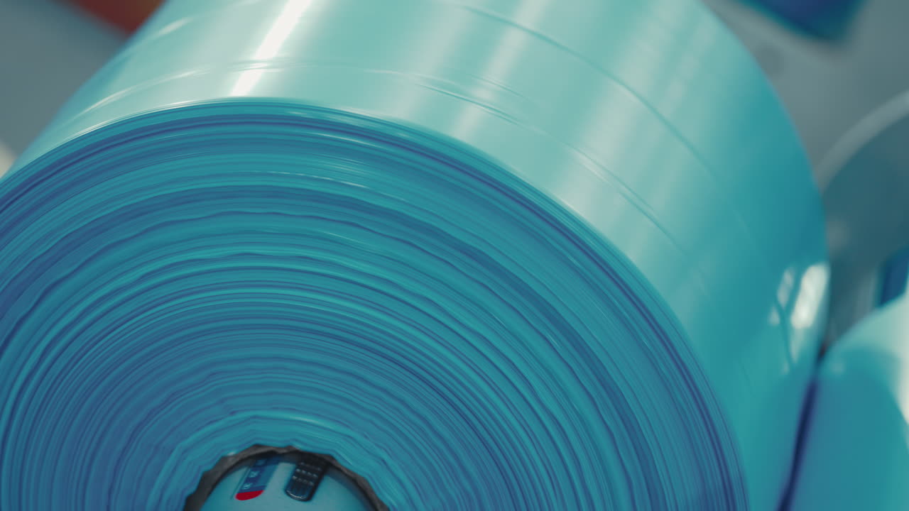 Roll of Blue Plastic Film