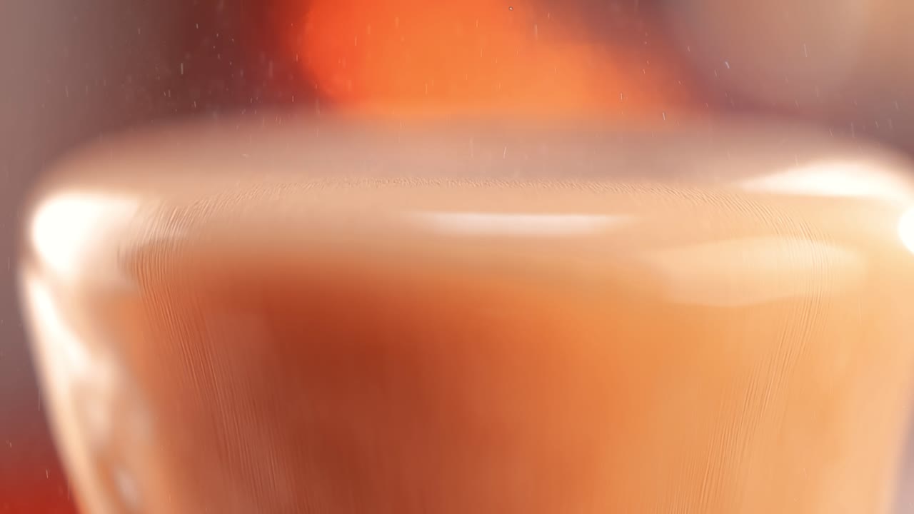 흐릿한 빛, 흐릿한 배경에 콜라 거품이  ⁇ 어지는 느린 영상입니다.