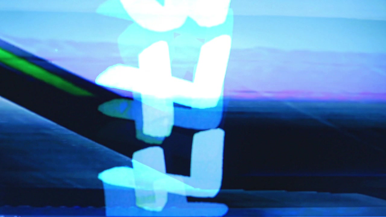 Abstracte digitale glitch en schermovergang met blauwe achtergrond