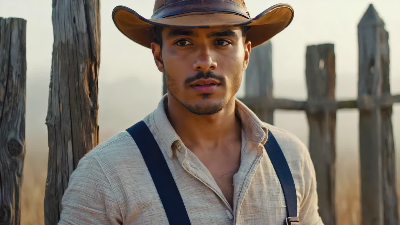 Portrait of a cowboy in the countryside