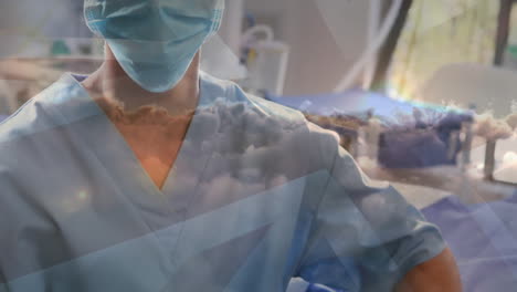 animación de nubes sobre los médicos durante la cirugía