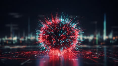 a stunning visual representation of a dynamic sphere: an abstract exploration of colorful particles and vibrant energy in digital space