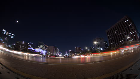 timelapse of night road traffic in seoul south korea