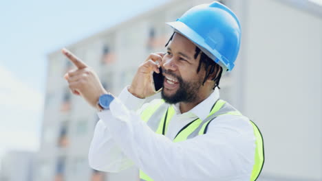 Black-man,-architect-and-phone-call