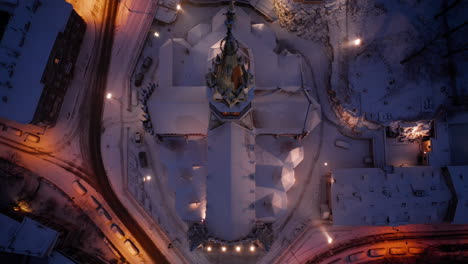 winter in krakow, poland - aerial view of st