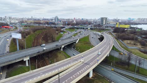 aerial view of a freeway intersection